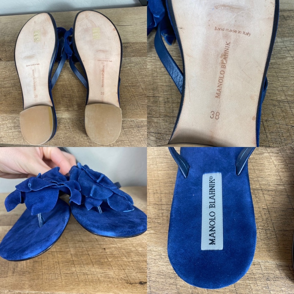 SOLD Manolo Blahnik Patricia Suede Flower Sandal - Picture 6 of 6